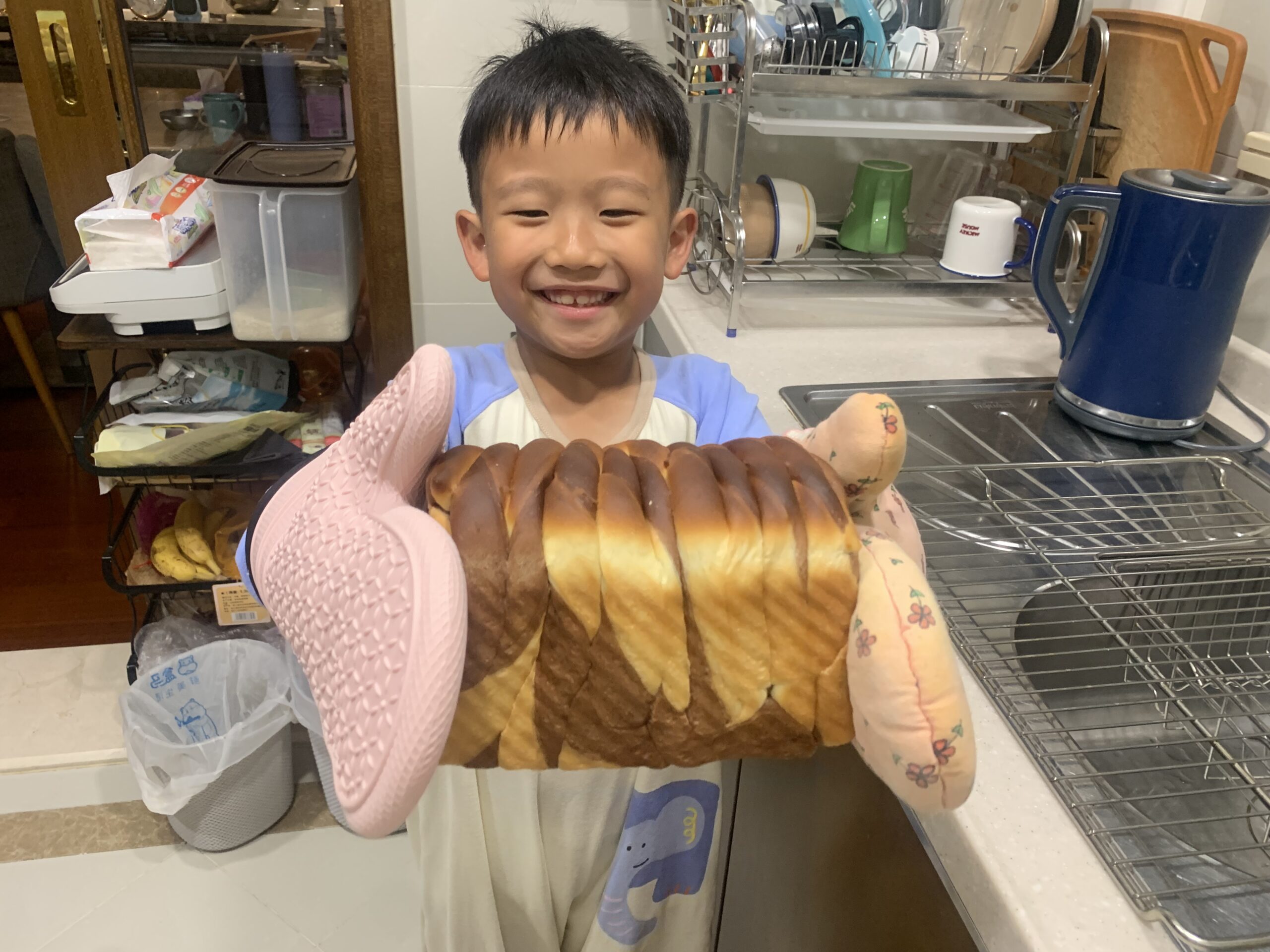Making toast with Mom!